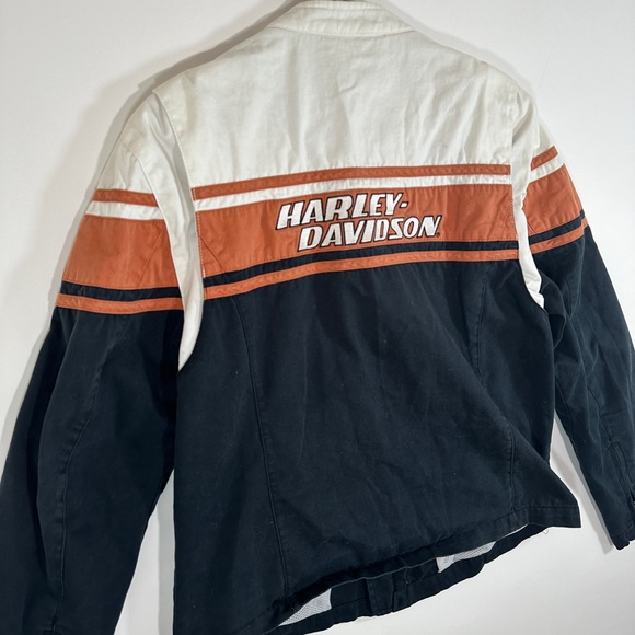 Harley Davidson Women's Size XL Motorcycle Riding Jacket Black Orange White Y2K - Picture 14 of 16